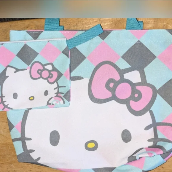 Hello Kitty Pink and Blue Tote Bag Set - Picture 1 of 2